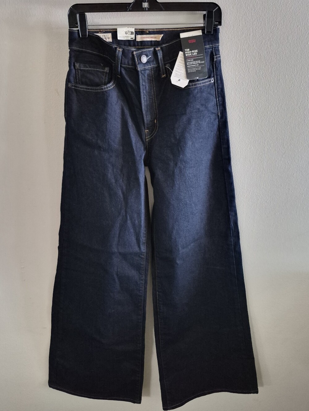 27x32) Nwt Levi's 728 High Rise Wide Leg Dark Wash Denim Jeans